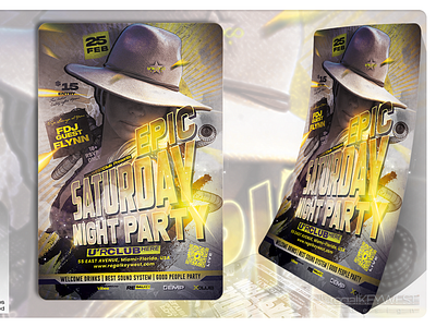 Epic Saturday Night Party Flyer 300 dpi advertise after work party banner branding brochure cmyk design entertainment festival flyer templates graphic design invitation ladies party night club party poster print ready saturday night party template vertical