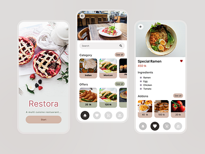Restora - online ordering platform app branding design figma landing page minimal ui