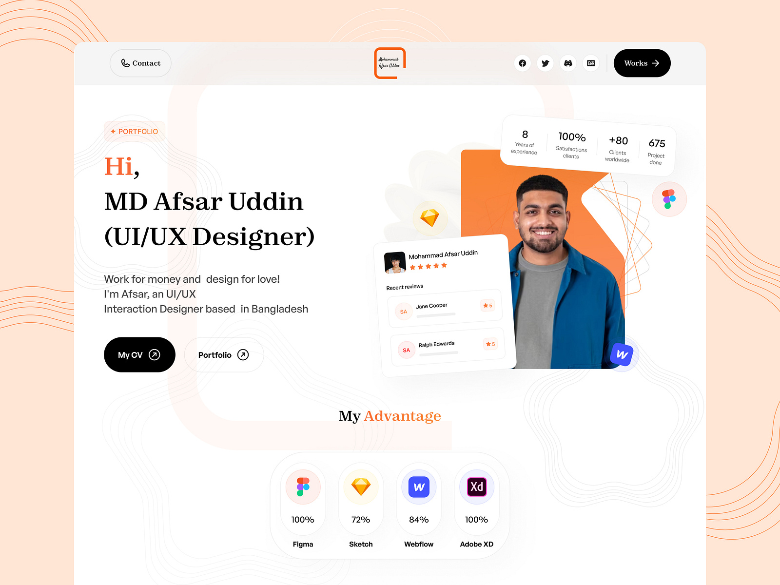 Portfolio Header Section by Md Afser Uddin on Dribbble