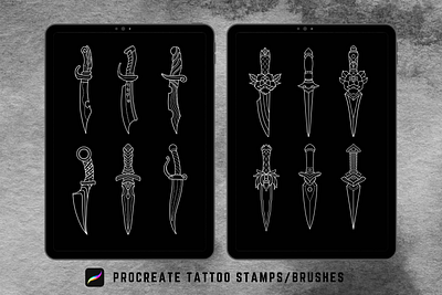 12 Procreate Dagger Tattoo Stamps Idea dagger dagger stamps dagger tattoo procreate brush set