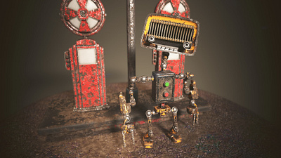 Apocalypse Fuel Station 3d apocalypse retro robot