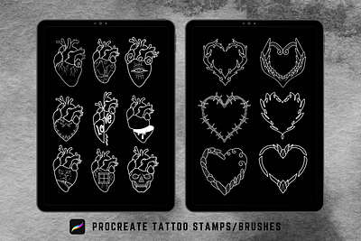 Procreate Heart Tattoo Stamp Ideas heart heart design heart stamps heart tattoo procreate brush set
