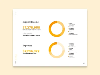 Financials annual report chart circles education financials infographics layout nonprofit numbers pie print report