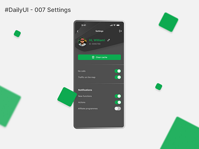 Settings page app design ui