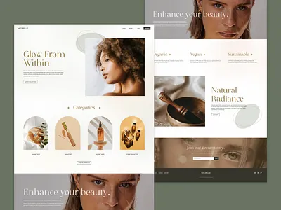 NATURELLE - Beauty Brand Landing Page beauty brand branding christoona concept graphic design hollistic landing landing page minimal mock modern natural page toona.studio ui ux uxui web design