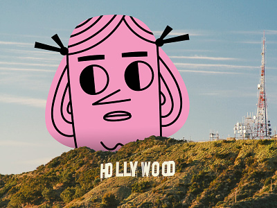 Sightseeing in LA character graphic design hollywood hollywood sign illustration mountain pink scene