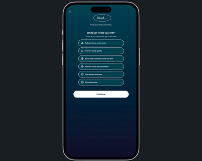 Hush, the mental health app. app design prototype ui ux