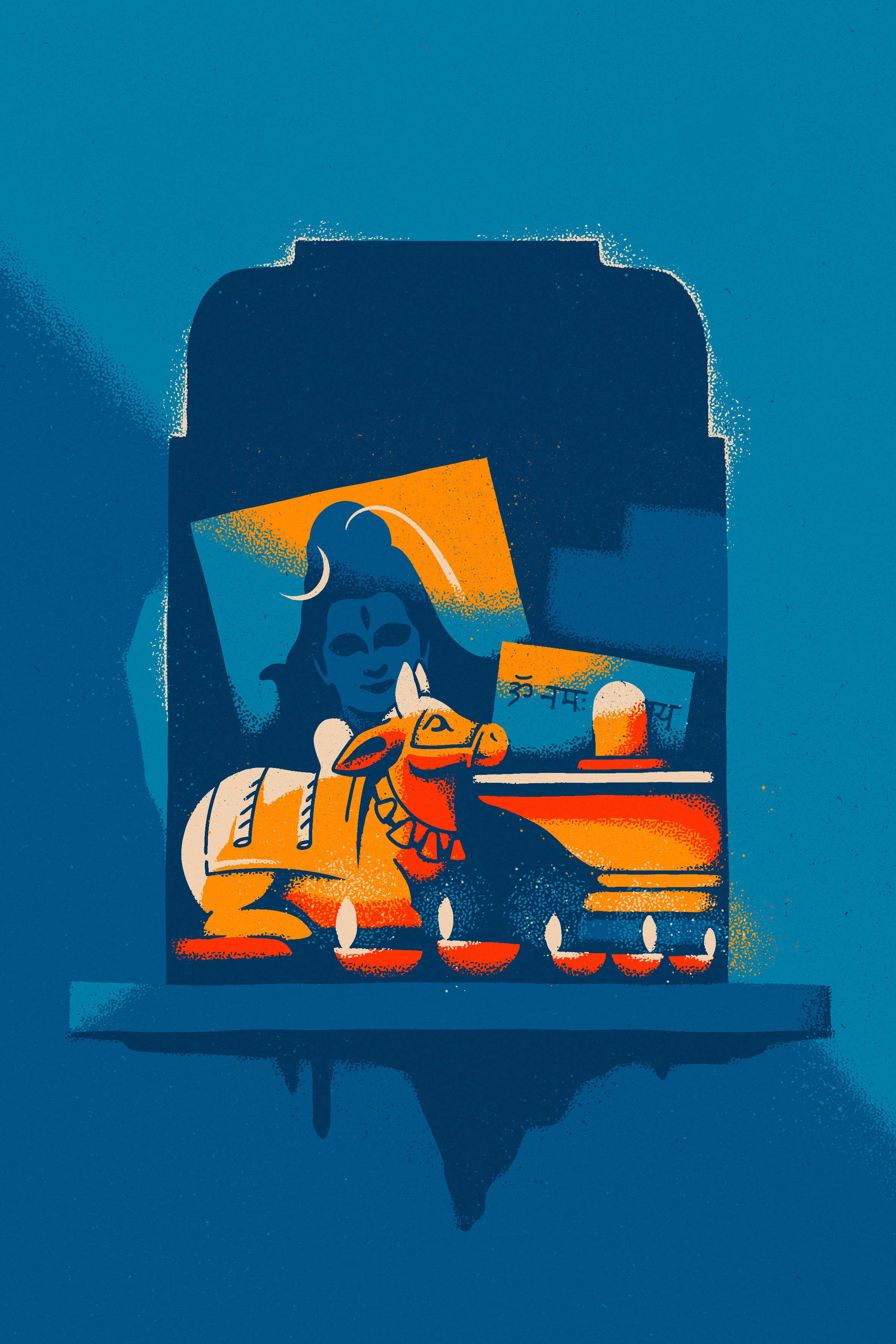 Shiva's shrine candle cow cozy diwali diya hindu hinduism hippie holy cow illustration india light lingam mystic nandi religion shiva spiritual temple warmth