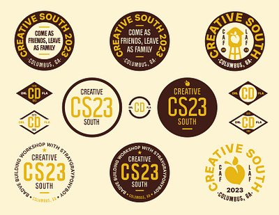 Creative South Badges badge beige brown circle circular cream creative south cs23 georgia gold logo peach typography vintage workshop yellow