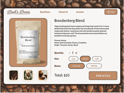 Bach's Beans || E-Commerce UI Concept dailyui design graphic design ui ux