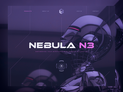 Nebula - AI Model Page ai character cyber cyborg digital art future futuristic industrial innovation landing page product page robot robotics scifi startup ui ux