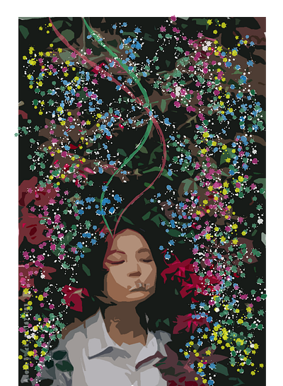 Girl in a night garden - Adobe Illustrator for ipad abstract adobe garden illustration