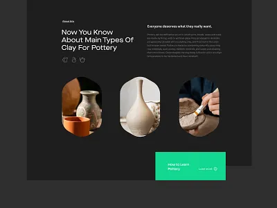 Pottery Shop Landing | Dark mode art ceramics clay dark e commerce eshop hand crafted handmade home page landing page minimal minimalist pot pottery shop store uidesign uiux design ux web design