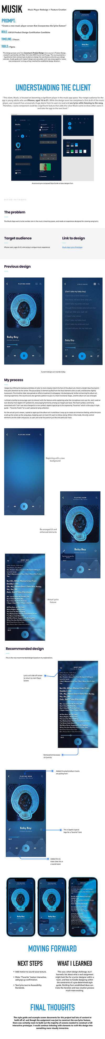 Musik Lyrics Viewer Mini Project app branding design ui