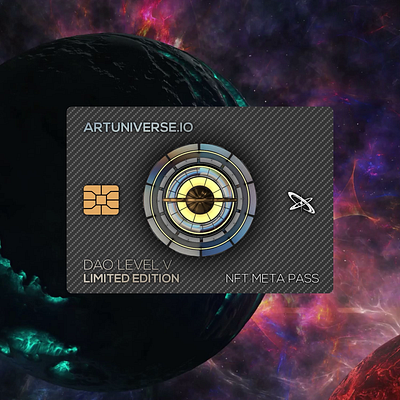 NFT Meta Pass x ArtUniverse.io 3d 3d nft card. 3d nft cards access pass creativeprocess crypto design illustration logo ui