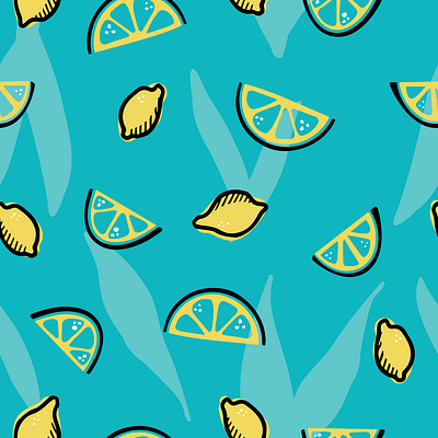 Lemon squeezy black blue bright citrus fabric fruity gift wrap illustrated fruit juicy lemon lemons pattern print repeat repeating pattern squeeze summery sunny teal yellow