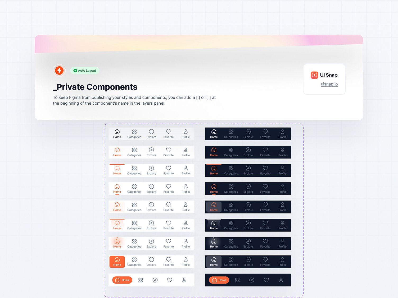UI Snap- Bottom Nav Bar by UI Snap on Dribbble
