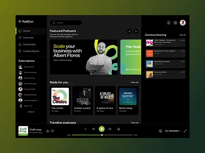 Podcasts app design landing page mobile design podcast app ui uiux web app web design