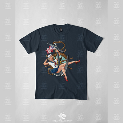 Sailorette pin up t-shirt illustration beautiful cute design girl graphic graphic design illustration marine mariner pin up retro sailor sailorette sexy t shirt vector vintage