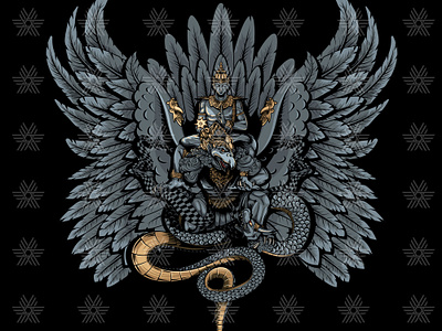 Garuda and Vishnu t-shirt graphic vector illustration art bali balinese beast bird deity design garuda god graphic graphic design gwk hinduism illustration myth mythology t shirt vector vishnu wisnu