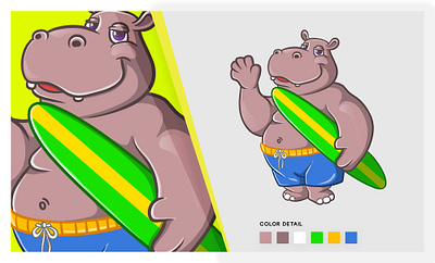 Animal Mascot Hippopotamus - Custom Cartoon Character animal mascot hippopotamus cartoon 2d