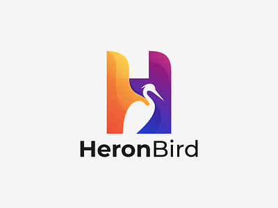 Heron Bird app bird logo branding design graphic design h bird logo h logo heron bird icon illustration logo ui ux vector