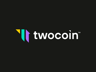 Twocoin Logo background blockchain branding crypto currency fintech gradient icon identity illustration logo money nft technology token twocoin