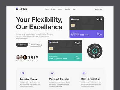 Digital Online Banking Landing Page banking credit digital digital banking financial financial banking fintech header homapage landing page mobile banking money transfer online banking ui ux web design