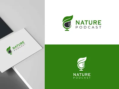 Nature podcast logo design. Leaf with microphone logo adventure business camping comedy education entertainment explore hiking illustration landscape lifestyle logo design nature news personaldevelopment podcast societyandculture sports travel wildlife