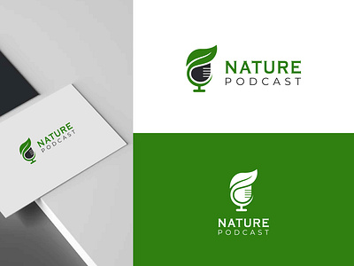 Nature podcast logo design. Leaf with microphone logo adventure business camping comedy education entertainment explore hiking landscape lifestyle nature news personaldevelopment podcast societyandculture sports travel wildlife