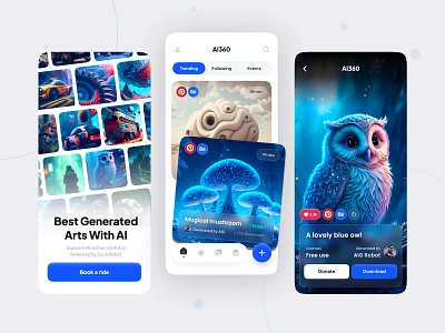 AI art center mobile application ai ai app ai art ai generation ai mobile ai web ai website app design application chat gpt chatgpt home page index landing page mobile product design saas trend ui web design