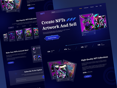 NFT Landing Page 3d landing page bitcoin blockchain crypto cryptocurrency cryptocurrency landing page dark design graphic design interface landing page marketplace metaverse nft landing page token ui user experience ux web web3.0 website design