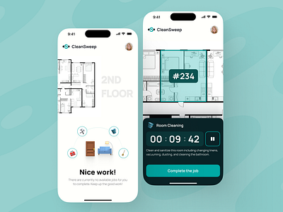Hotel Room Cleaning Mobile App dashboard design hotel management hotel staff job app job search staff app ui ux ux design web design
