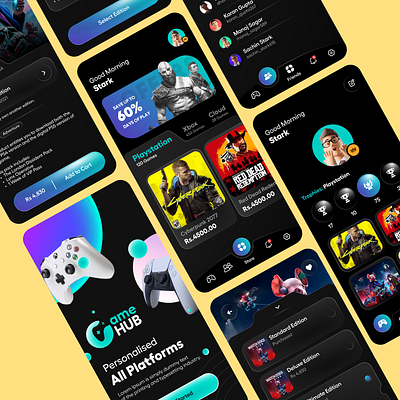 GameHUB (Online Game Store) android app store behance branding game app game store god of war mobile app playstore ps store sony store ui uiux design xbox store