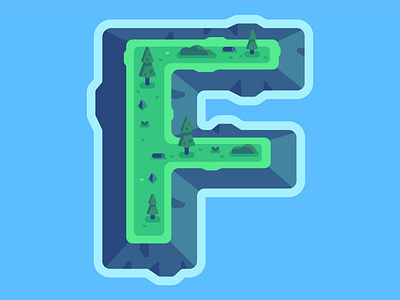 36 Days Of Type | F 36daysoftype affinity designer f flat illustration island isometric landscape vector