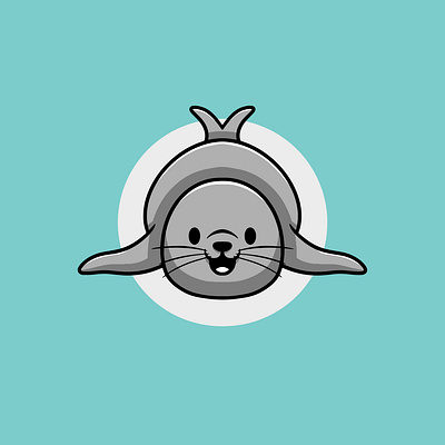 Cute Baby Seal Smiling graphic design logo ocean friends ui