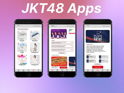 JKT48 Fanmade App anima app application branding design girl group idol idol group illus illustration jakarta regular show simple ui