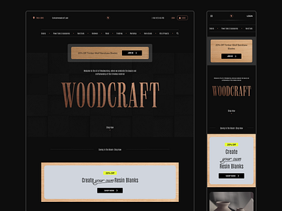 Woodcraft - Responsive design clean company website daily ui darkmode darktheme landing page product design responsive design ui ux web design woodcraft