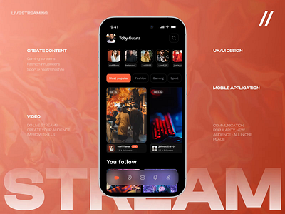 Streaming Social Network android animated animation app design interface ios live streaming mobile motion motion design motion graphics online purrweb social social network streaming ui ux video