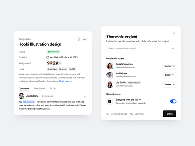 UI Components card clean comment component dashboard invite meeting minimal modal share team team members ui ui component ui elements uidesign uiux user interface widget