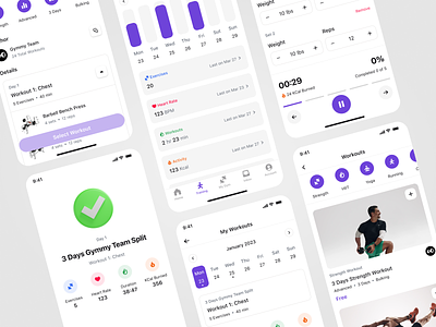 Workouts & Progress - Fitness Mobile App analytic android app apple cardio chart fitness gym ios mobile progress sport strength ui ux workout