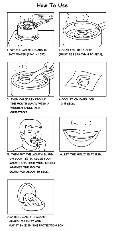 How to use mouth guard instruction manual product design step by step storyboard