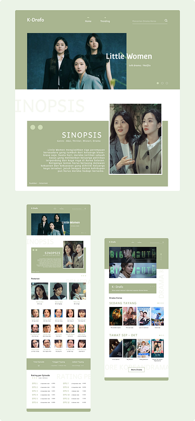 [Landing Page Website UI] Korean Drama Information Website design ui website