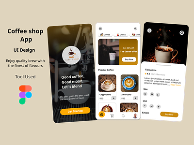 Coffe shop app design appdesign branding design figmadesign motion graphics ui uiu uiux ux