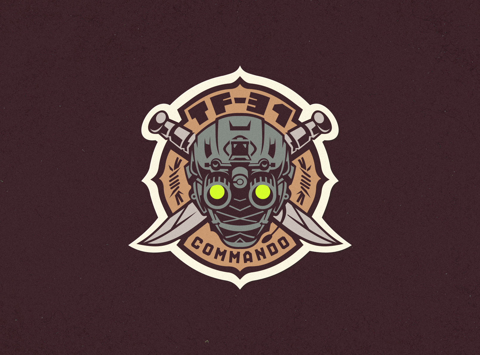 TF-31 / TASK FORCE COMMANDO amblem camocreative character design helmet knives logo patch