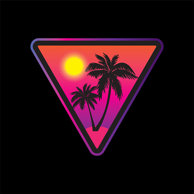retrowave patch design graphic design illustration illustrator logo patch retrowave retrowave palms sunset synthwave tropical