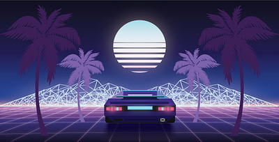 Grid chaser 88 banner car console cyberpunk design game graphic design grid illustration illustrator palms racing game retro retroawave synthwave vector