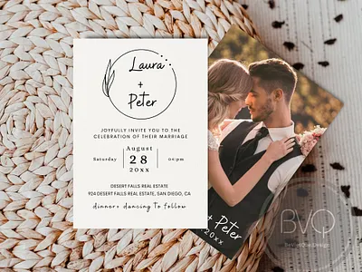 Minimalist Wedding Invitation Template-Y001 design graphic design illustration invitation template printable wedding card wedding invitation