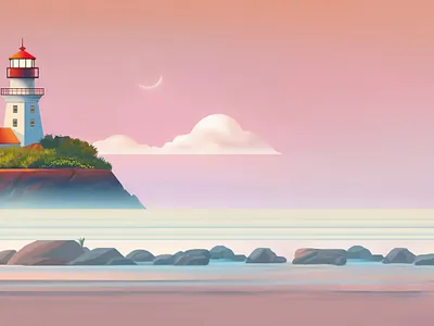 lighthouse banner cartoon design digital painting game background graphic design illustration island lighthouse painting photoshop