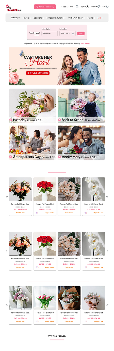 Redesign of 416flowers.com fdx figma flowershop flowerstudio redesign ui uiux webdesign website websitedesign